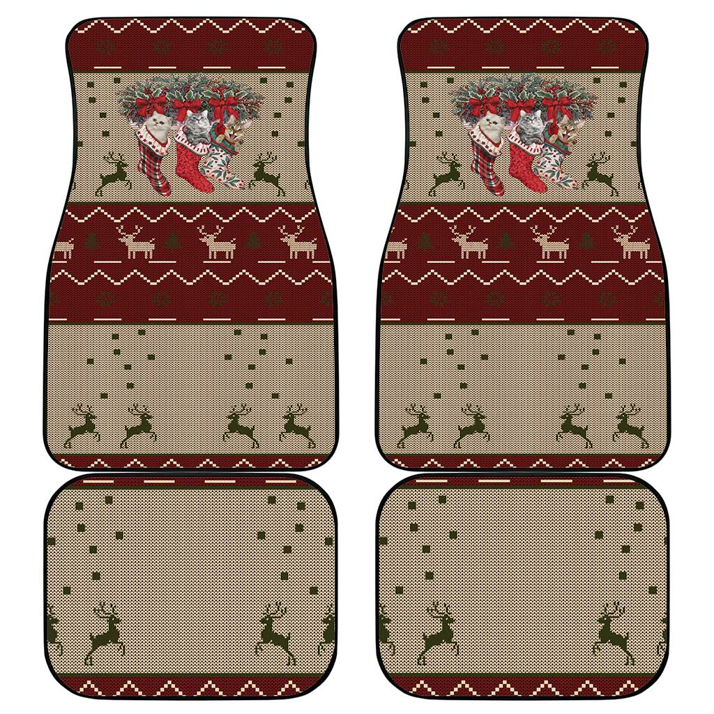 Cat And Sock Christmas Car Mats Xmas Holiday Patterns - Wonder Print Shop