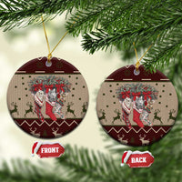Cat And Sock Christmas Ceramic Ornament Xmas Holiday Patterns - Wonder Print Shop