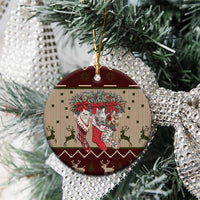 Cat And Sock Christmas Ceramic Ornament Xmas Holiday Patterns - Wonder Print Shop