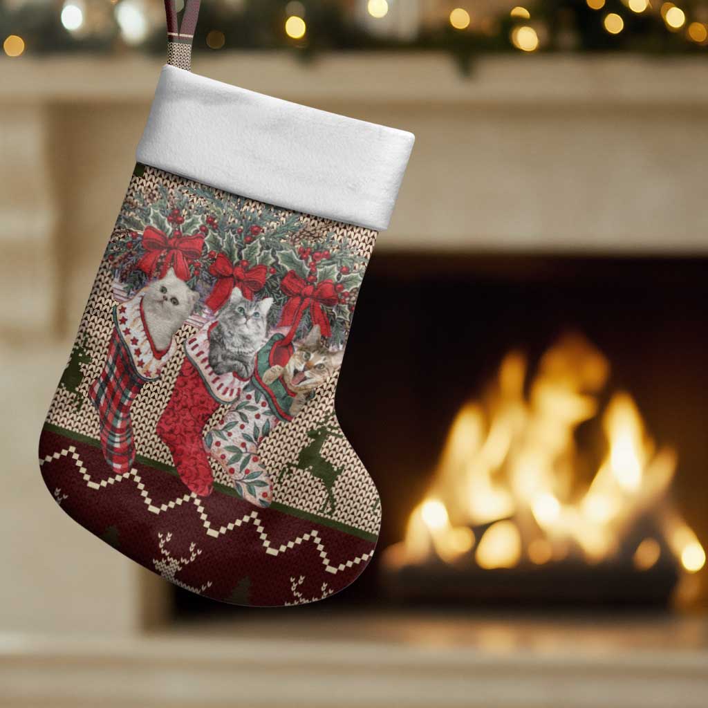 Cat And Sock Christmas Stocking Xmas Holiday Patterns - Wonder Print Shop