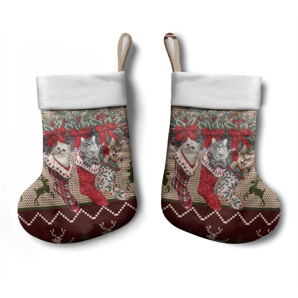 Cat And Sock Christmas Stocking Xmas Holiday Patterns - Wonder Print Shop