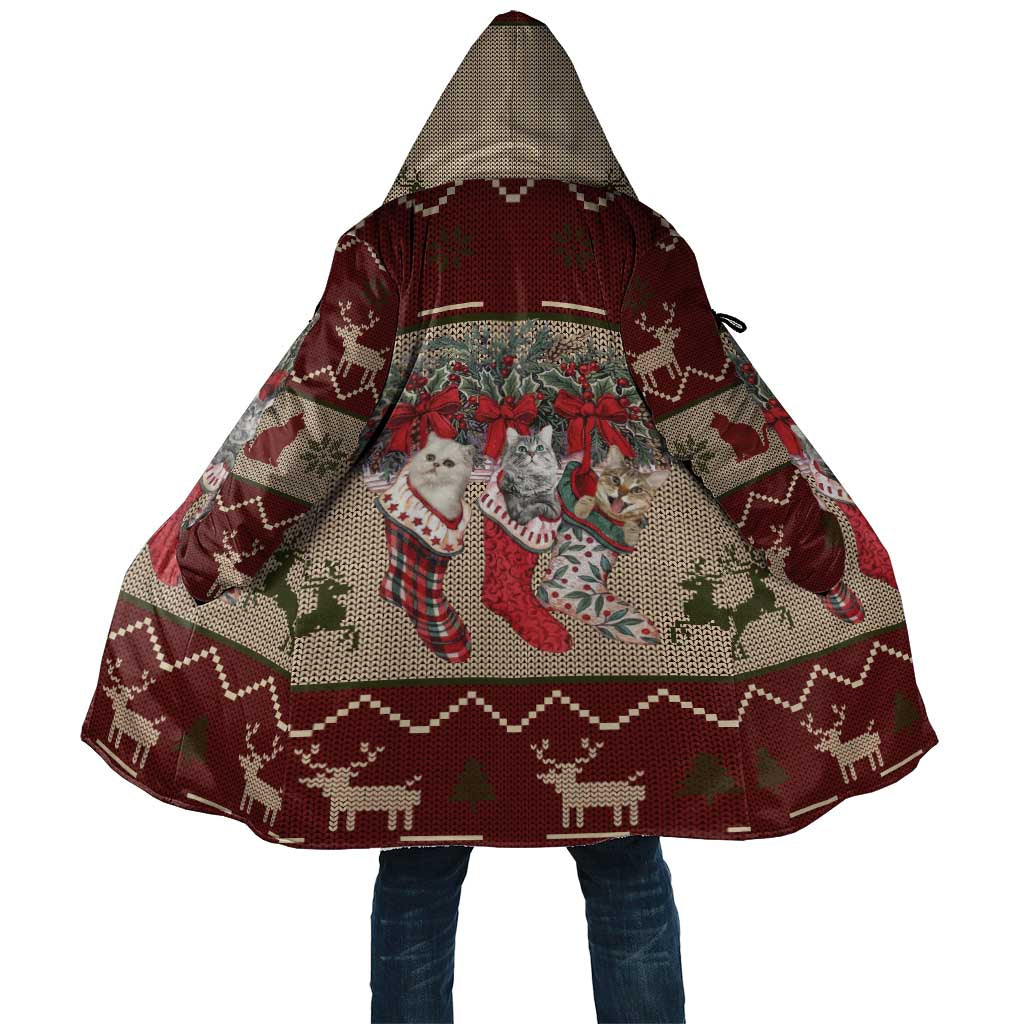 Cat And Sock Christmas Cloak Xmas Holiday Patterns - Wonder Print Shop