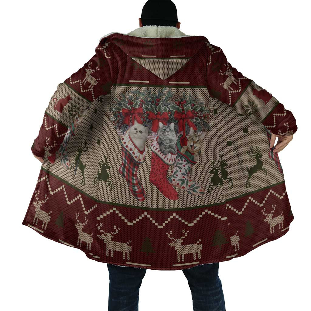 Cat And Sock Christmas Cloak Xmas Holiday Patterns - Wonder Print Shop