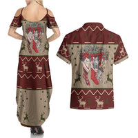 Cat And Sock Christmas Couples Matching Summer Maxi Dress and Hawaiian Shirt Xmas Holiday Patterns - Wonder Print Shop