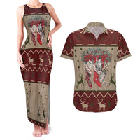 Cat And Sock Christmas Couples Matching Tank Maxi Dress and Hawaiian Shirt Xmas Holiday Patterns - Wonder Print Shop
