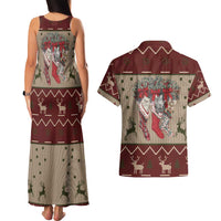 Cat And Sock Christmas Couples Matching Tank Maxi Dress and Hawaiian Shirt Xmas Holiday Patterns - Wonder Print Shop