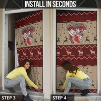 Cat And Sock Christmas Door Cover Xmas Holiday Patterns - Wonder Print Shop