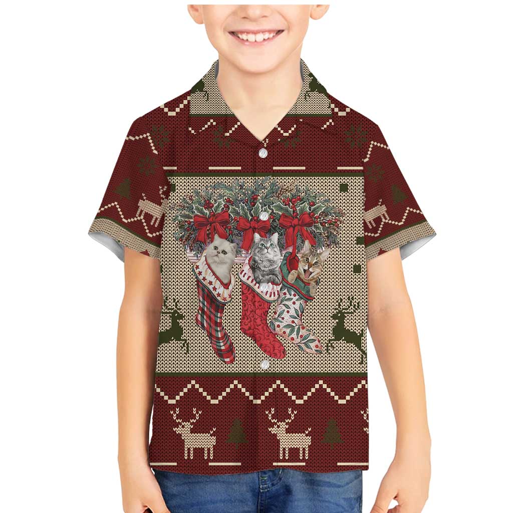 Cat And Sock Christmas Family Matching Mermaid Dress and Hawaiian Shirt Xmas Holiday Patterns - Wonder Print Shop