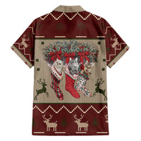 Cat And Sock Christmas Family Matching Off The Shoulder Long Sleeve Dress and Hawaiian Shirt Xmas Holiday Patterns - Wonder Print Shop