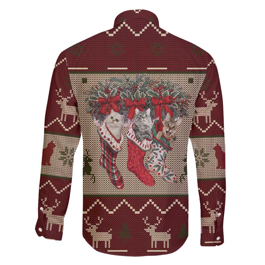 Cat And Sock Christmas Family Matching Off Shoulder Maxi Dress and Hawaiian Shirt Xmas Holiday Patterns - Wonder Print Shop