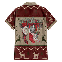 Cat And Sock Christmas Family Matching Off Shoulder Short Dress and Hawaiian Shirt Xmas Holiday Patterns - Wonder Print Shop