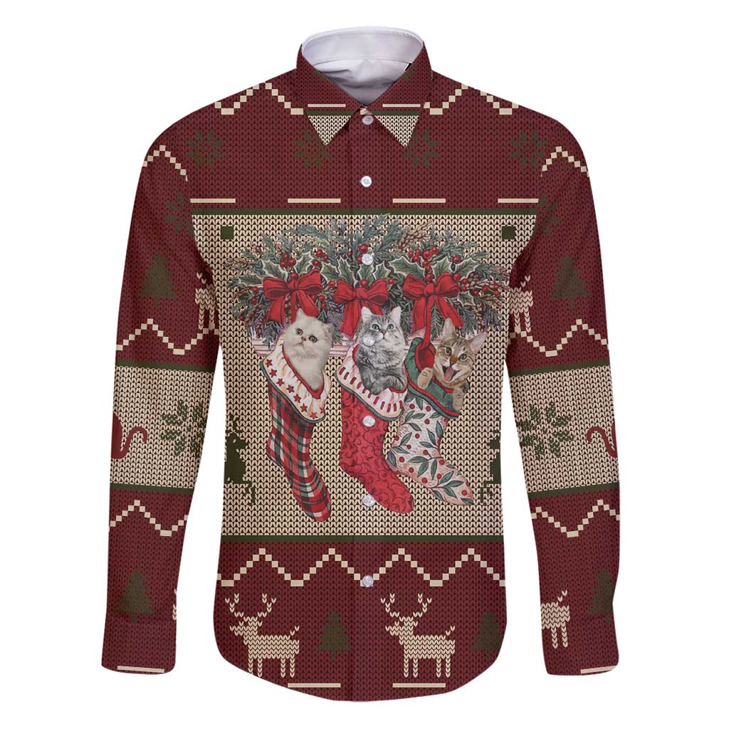 Cat And Sock Christmas Family Matching Puletasi and Hawaiian Shirt Xmas Holiday Patterns - Wonder Print Shop