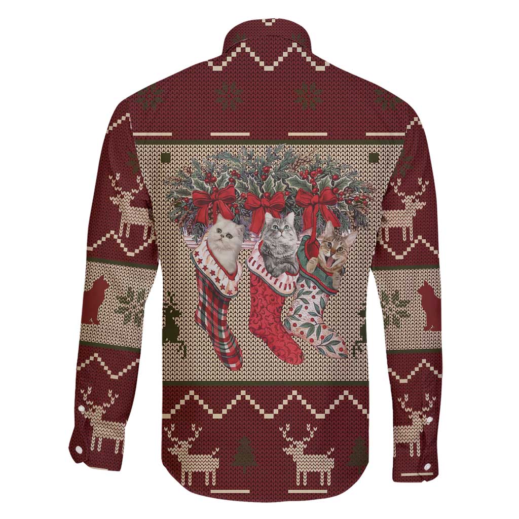 Cat And Sock Christmas Family Matching Short Sleeve Bodycon Dress and Hawaiian Shirt Xmas Holiday Patterns - Wonder Print Shop