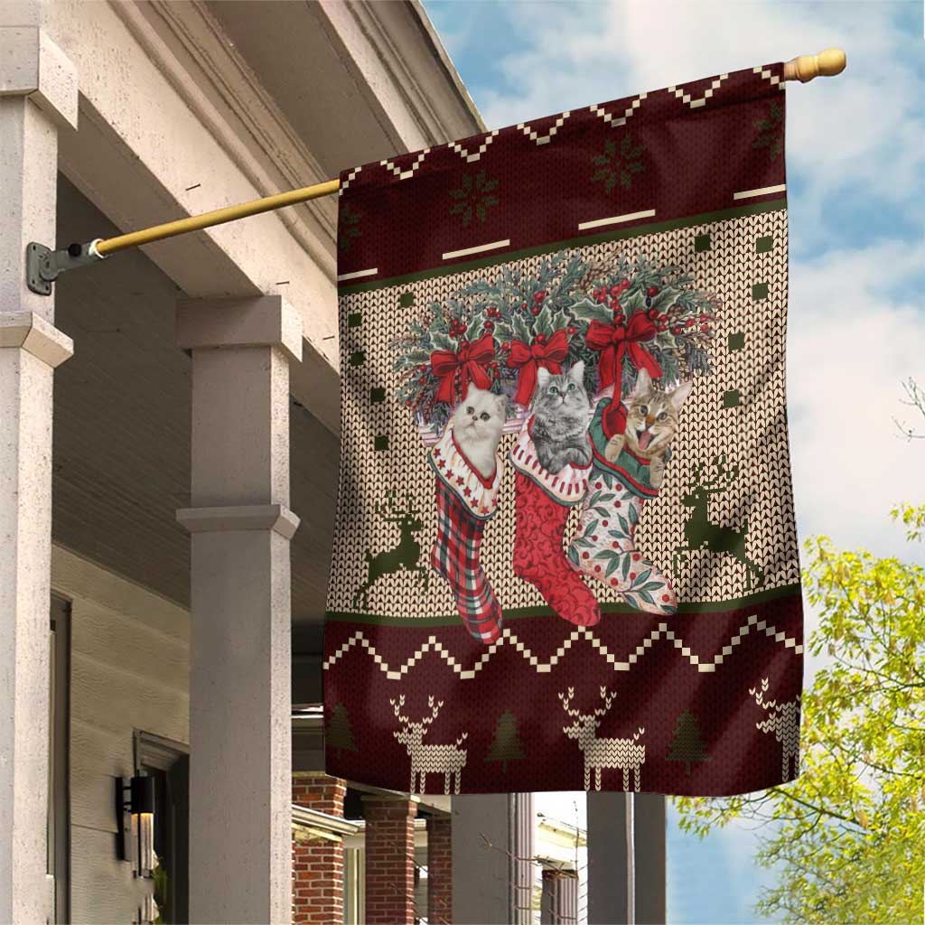 Cat And Sock Christmas Garden Flag Xmas Holiday Patterns - Wonder Print Shop