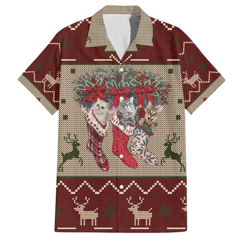 Cat And Sock Christmas Hawaiian Shirt Xmas Holiday Patterns - Wonder Print Shop