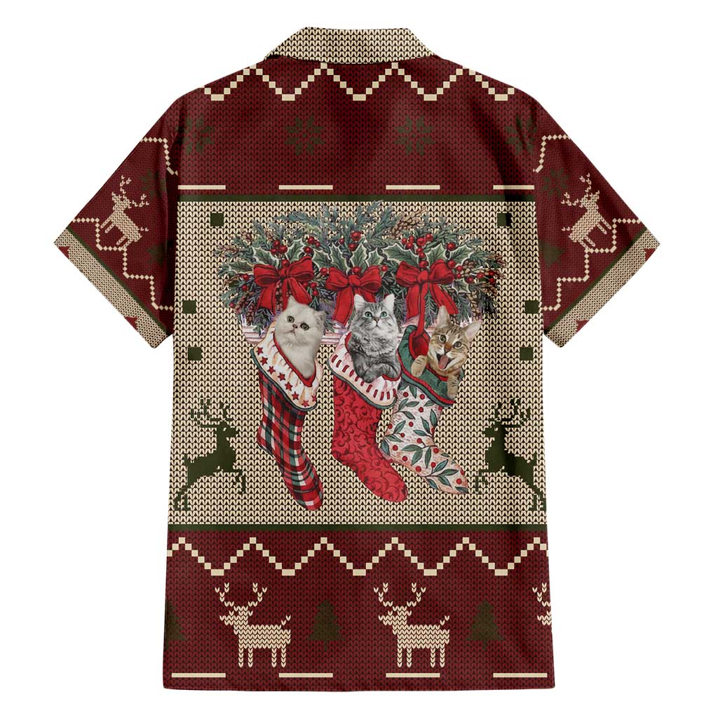 Cat And Sock Christmas Hawaiian Shirt Xmas Holiday Patterns - Wonder Print Shop