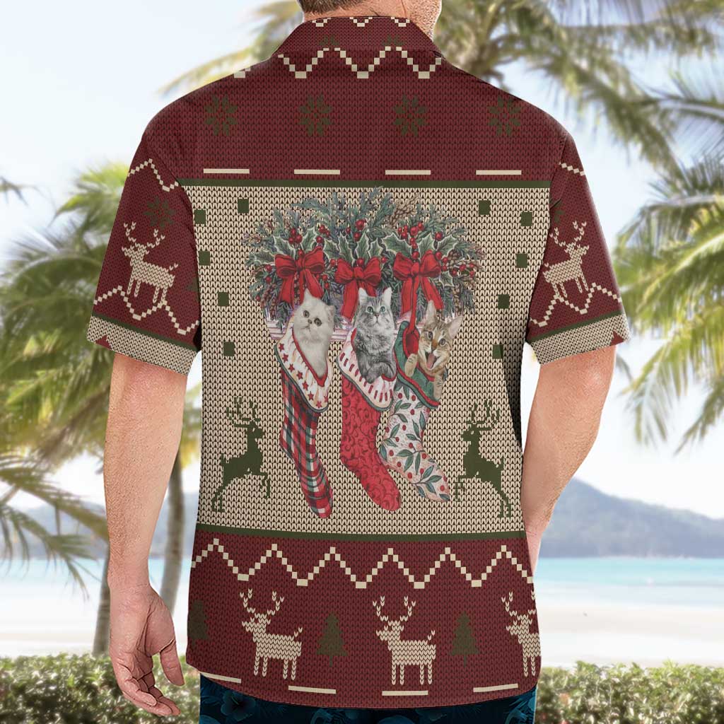 Cat And Sock Christmas Hawaiian Shirt Xmas Holiday Patterns - Wonder Print Shop