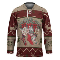 Cat And Sock Christmas Hockey Jersey Xmas Holiday Patterns - Wonder Print Shop