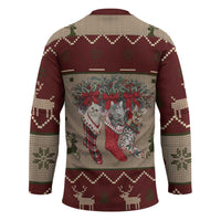 Cat And Sock Christmas Hockey Jersey Xmas Holiday Patterns - Wonder Print Shop