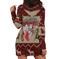 Cat And Sock Christmas Hoodie Dress Xmas Holiday Patterns - Wonder Print Shop