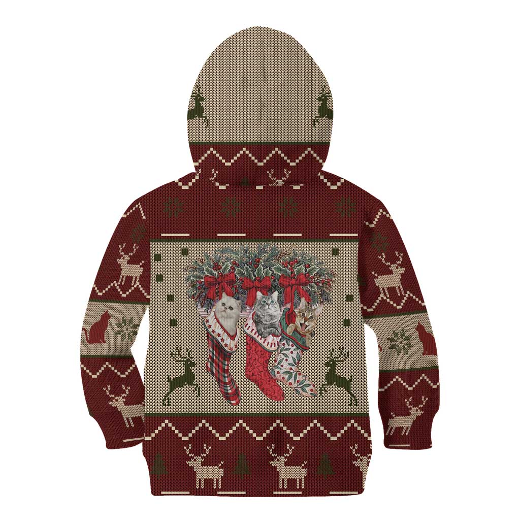 Cat And Sock Christmas Kid Hoodie Xmas Holiday Patterns - Wonder Print Shop