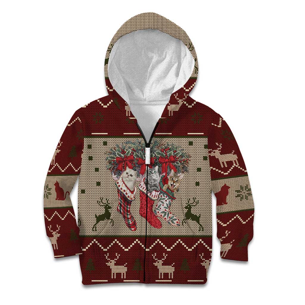 Cat And Sock Christmas Kid Hoodie Xmas Holiday Patterns - Wonder Print Shop