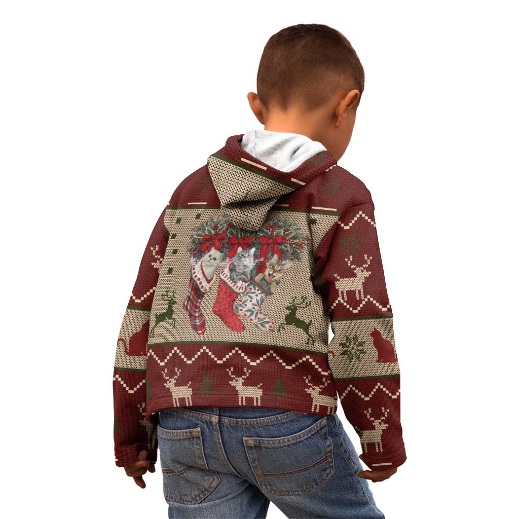 Cat And Sock Christmas Kid Hoodie Xmas Holiday Patterns - Wonder Print Shop