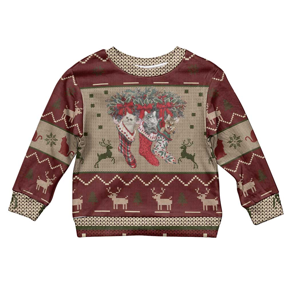 Cat And Sock Christmas Kid Ugly Christmas Sweater Xmas Holiday Patterns - Wonder Print Shop