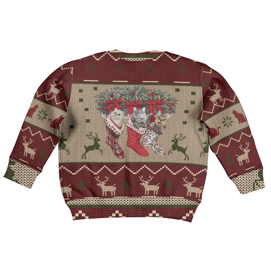 Cat And Sock Christmas Kid Ugly Christmas Sweater Xmas Holiday Patterns - Wonder Print Shop