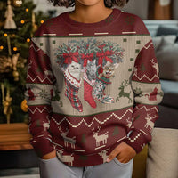 Cat And Sock Christmas Kid Ugly Christmas Sweater Xmas Holiday Patterns - Wonder Print Shop