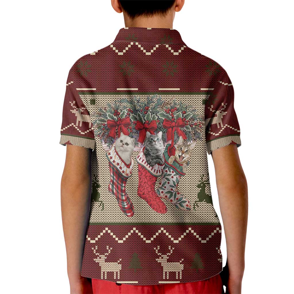 Cat And Sock Christmas Kid Polo Shirt Xmas Holiday Patterns - Wonder Print Shop