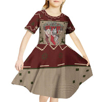 Cat And Sock Christmas Kid Short Sleeve Dress Xmas Holiday Patterns - Wonder Print Shop