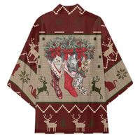 Cat And Sock Christmas Kimono Xmas Holiday Patterns - Wonder Print Shop