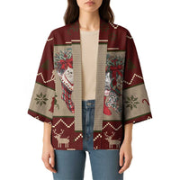 Cat And Sock Christmas Kimono Xmas Holiday Patterns - Wonder Print Shop