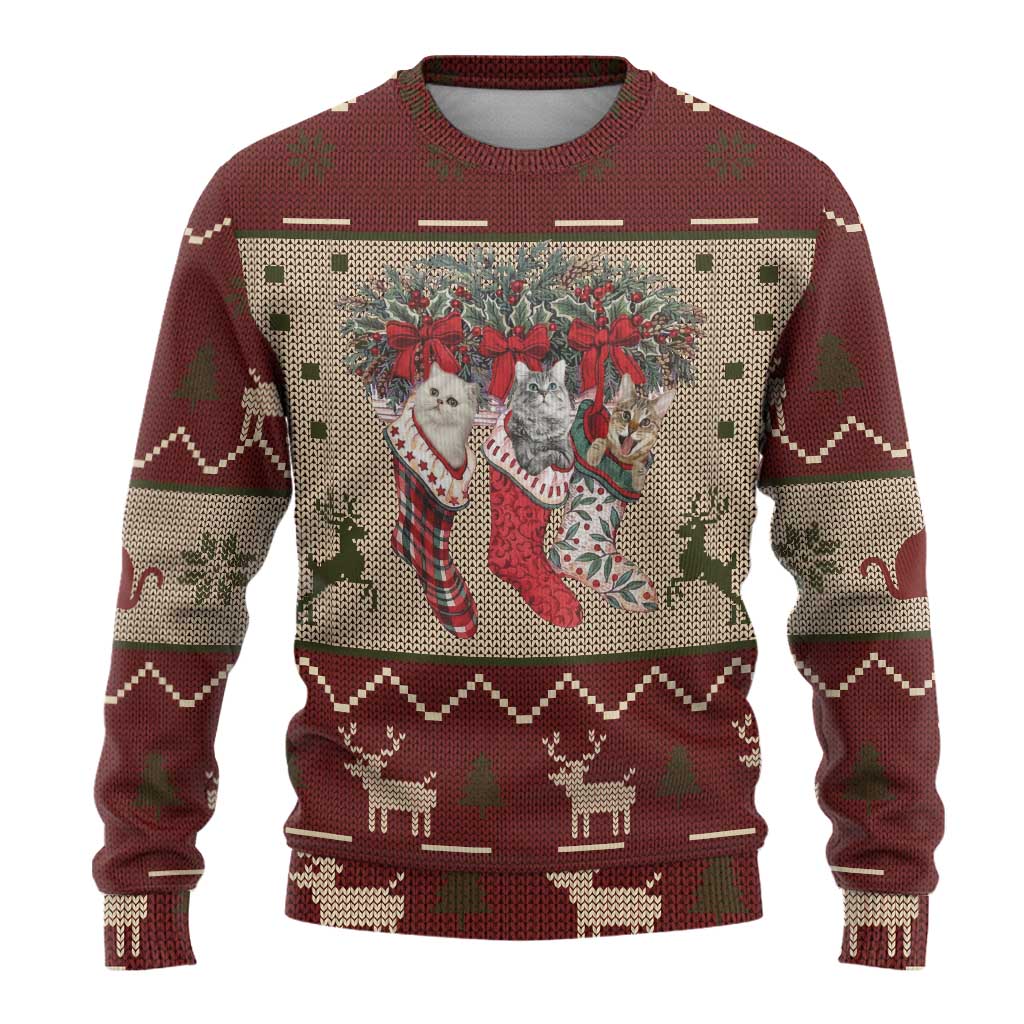 Cat And Sock Christmas Ugly Christmas Sweater Xmas Holiday Patterns - Wonder Print Shop