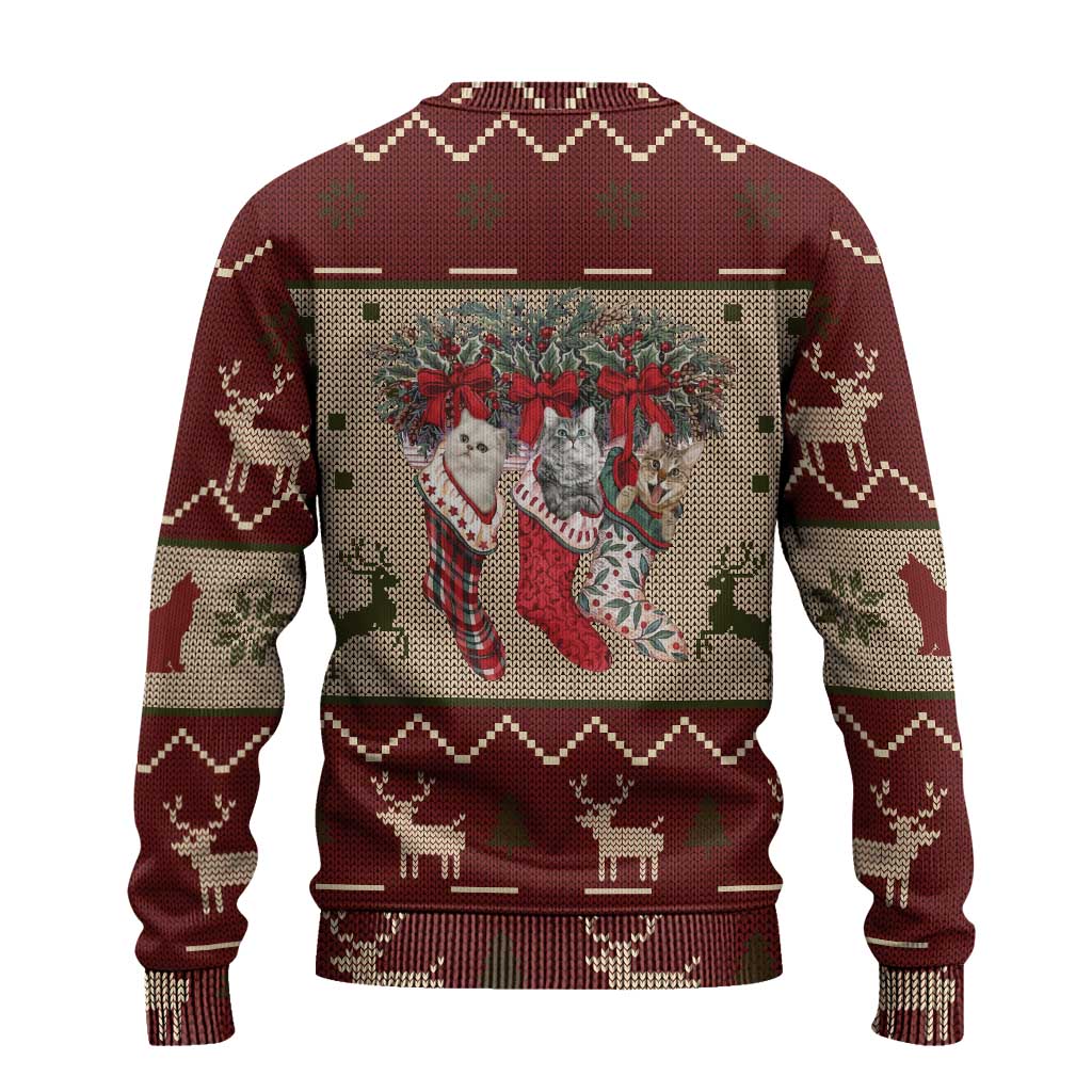Cat And Sock Christmas Ugly Christmas Sweater Xmas Holiday Patterns - Wonder Print Shop