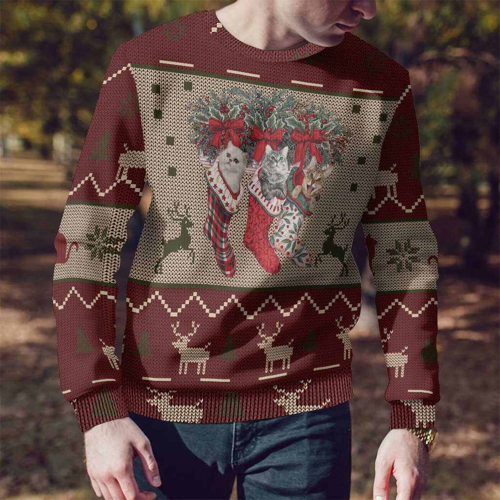 Cat And Sock Christmas Ugly Christmas Sweater Xmas Holiday Patterns - Wonder Print Shop