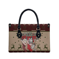 Cat And Sock Christmas Leather Bag Xmas Holiday Patterns - Wonder Print Shop
