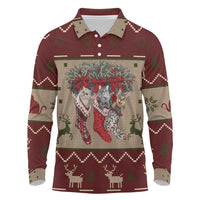 Cat And Sock Christmas Long Sleeve Polo Shirt Xmas Holiday Patterns - Wonder Print Shop