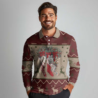 Cat And Sock Christmas Long Sleeve Polo Shirt Xmas Holiday Patterns - Wonder Print Shop