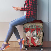 Cat And Sock Christmas Luggage Cover Xmas Holiday Patterns - Wonder Print Shop