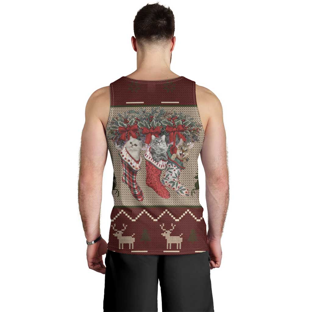 Cat And Sock Christmas Men Tank Top Xmas Holiday Patterns - Wonder Print Shop