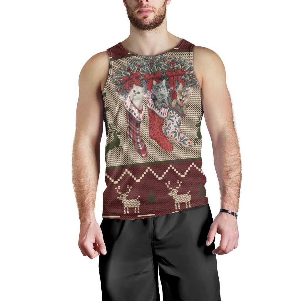 Cat And Sock Christmas Men Tank Top Xmas Holiday Patterns - Wonder Print Shop