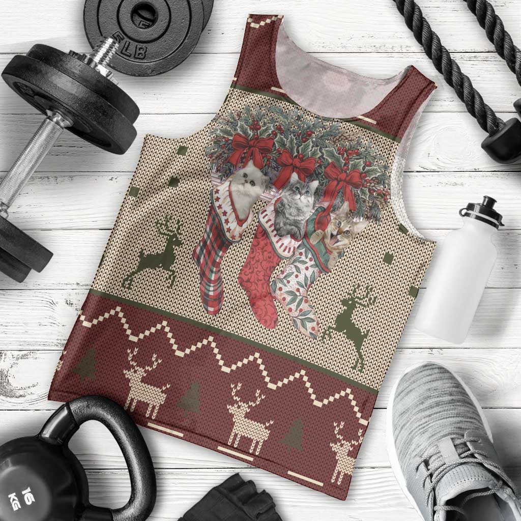 Cat And Sock Christmas Men Tank Top Xmas Holiday Patterns - Wonder Print Shop