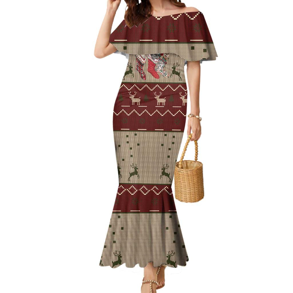 Cat And Sock Christmas Mermaid Dress Xmas Holiday Patterns - Wonder Print Shop