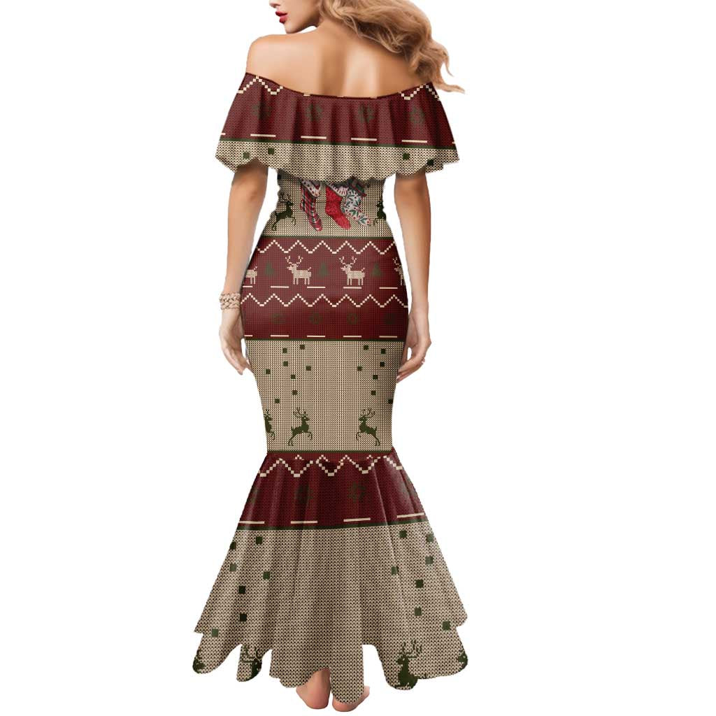 Cat And Sock Christmas Mermaid Dress Xmas Holiday Patterns - Wonder Print Shop