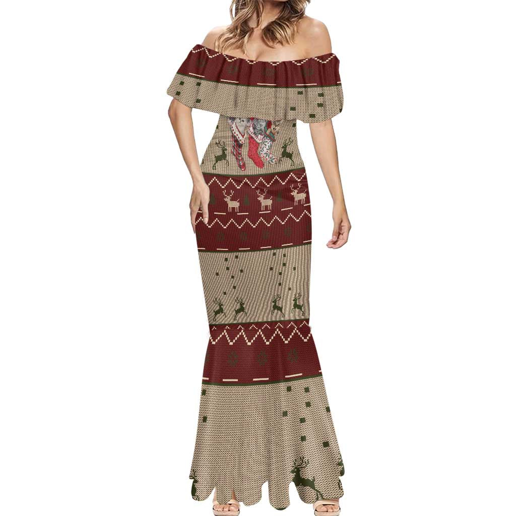 Cat And Sock Christmas Mermaid Dress Xmas Holiday Patterns - Wonder Print Shop
