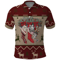 Cat And Sock Christmas Polo Shirt Xmas Holiday Patterns - Wonder Print Shop