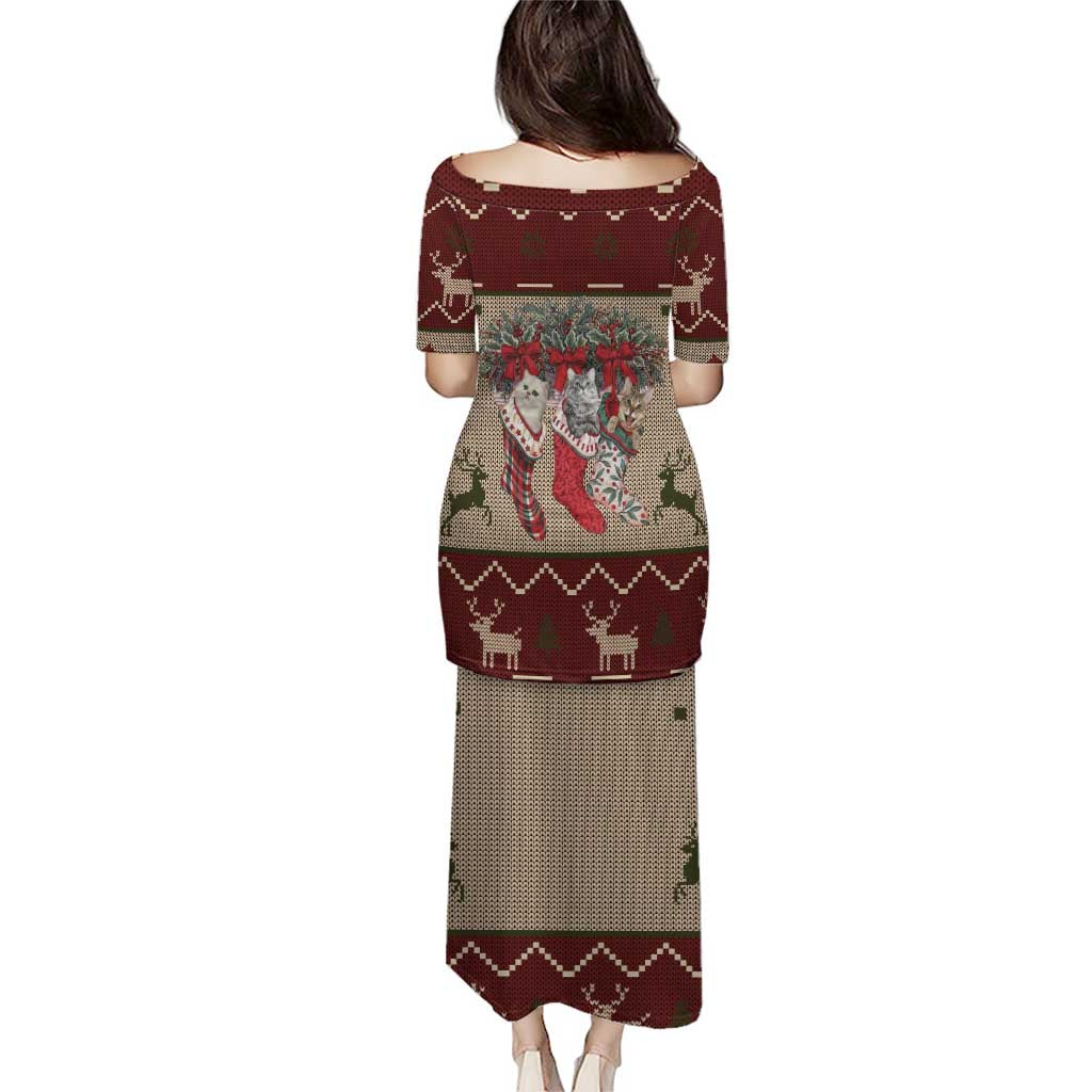 Cat And Sock Christmas Puletasi Xmas Holiday Patterns - Wonder Print Shop