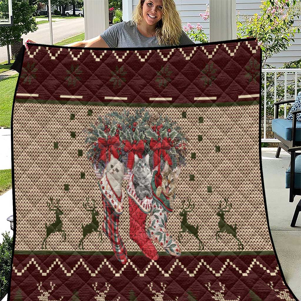 Cat And Sock Christmas Quilt Xmas Holiday Patterns - Wonder Print Shop